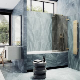 Шторка на ванну MaybahGlass MGV-647-3 40см золото